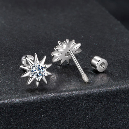 925 Sterling Silver Moissanite 0.10 Carat Earrings for Women - 0.7cm Size