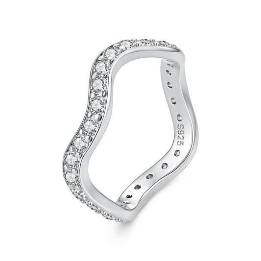 925 Sterling Silver White Gold Plated Moissanite Size 6 Ring for Women