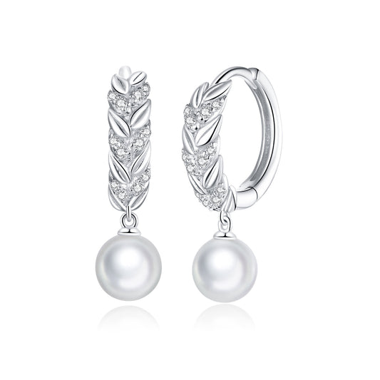 925 Sterling Silver Earrings with Quality Shell Pearl and CZ