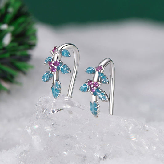 925 Sterling Silver White Gold Plated Enamel Earrings - view 2