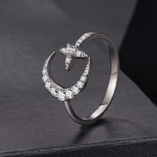 925 Sterling Silver Moissanite 0.25cm White Gold Plated Ring - Size E for Women