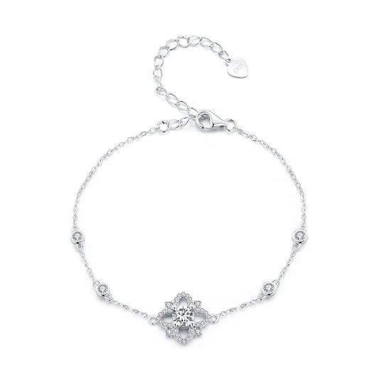 S925 Sterling Silver 0.5 Carat Moissanite Bracelet 16cm+5cm for Women