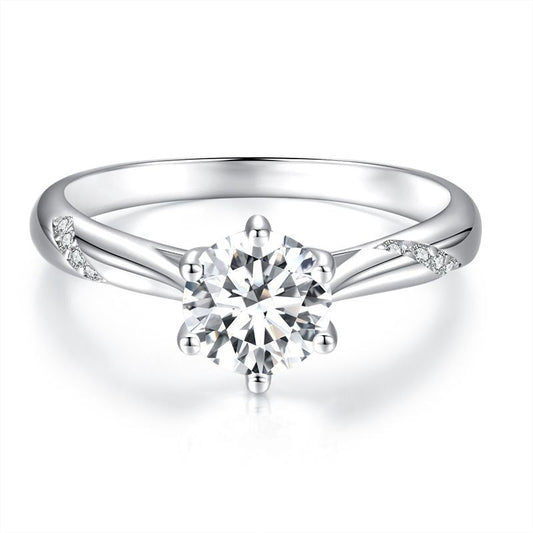 925 Sterling Silver Moissanite & Zircon Ring Size 5