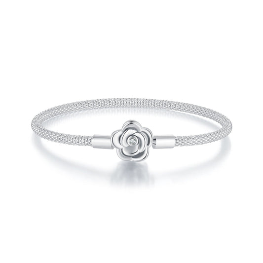 925 Sterling Silver Bracelet with Oxidized Finish and CZ 17.0 cm