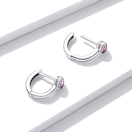 925 Sterling Silver Earrings with Pavé Setting CZ, Oxidized Silver, 1.2x0.5cm for Women - view 2