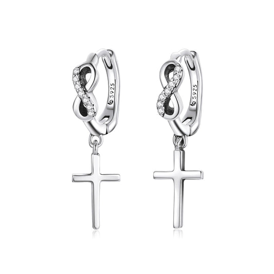 925 Sterling Silver Earrings with Pavé Setting CZ in Oxidized Finish