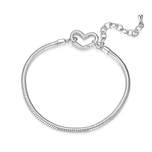 925 Sterling Silver Plated White Gold Bracelet - Adjustable 17+5cm