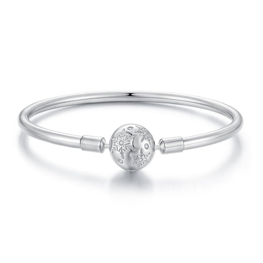 925 Sterling Silver Pavé Setting CZ Bracelet with White Gold Plating for Women - Size 17.0