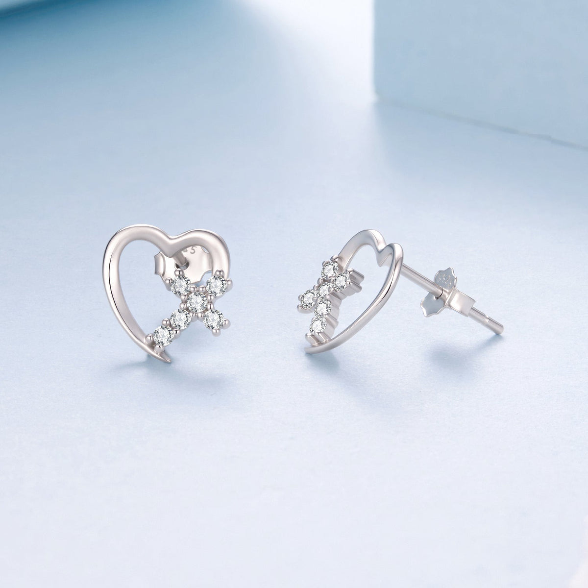 925 Sterling Silver White Gold Plated 1.0x1.0cm Pavé CZ Earrings for Women