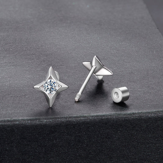 925 Sterling Silver Moissanite Earrings 0.8cm for Women