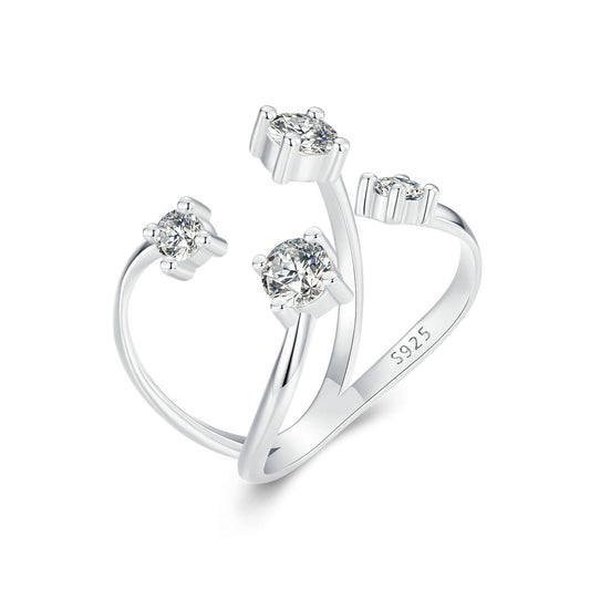 925 Sterling Silver White Gold Plated Pavé Set CZ Ring 2.5-13.5mm for Women