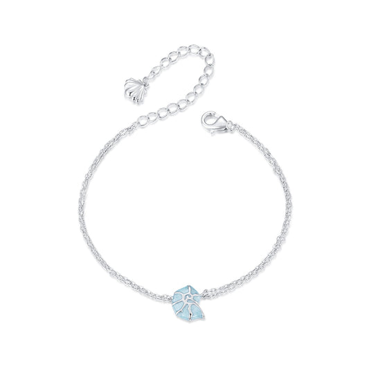 925 Sterling Silver White Gold Plated Bracelet with Enamel Process