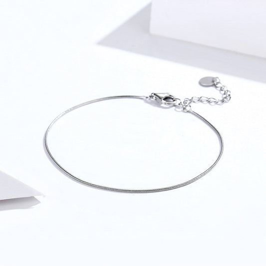 925 Sterling Silver Adjustable Platinum Plated Bracelet for Women