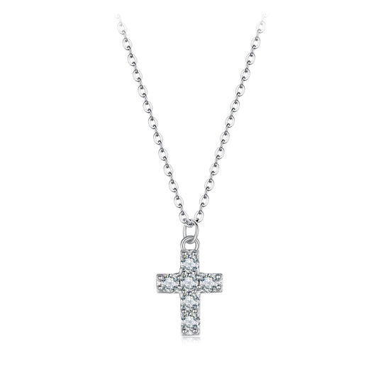 925 Sterling Silver Moissanite Pendant Necklace 40+5cm for Women