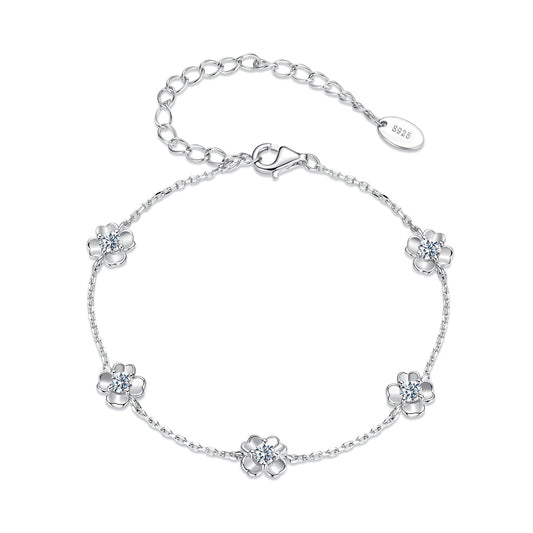925 Sterling Silver 0.1 Carat Moissanite Bracelet for Women