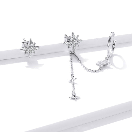 S925 Sterling Silver Earrings with CZ in Pavé Setting, 5.9cm Length, 1cm Size for Women - view 2