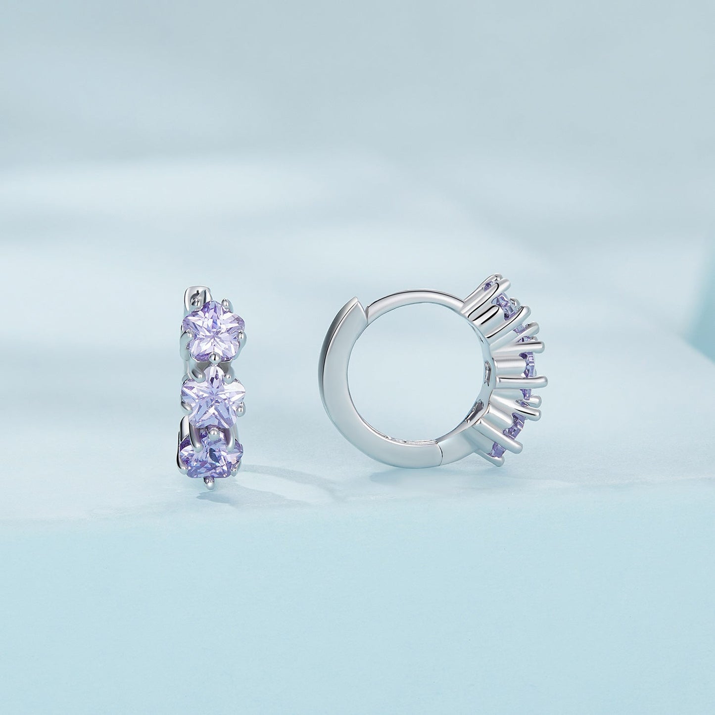 925 Sterling Silver Earrings with Pavé Setting CZ, 1.2x0.45cm, for Women
