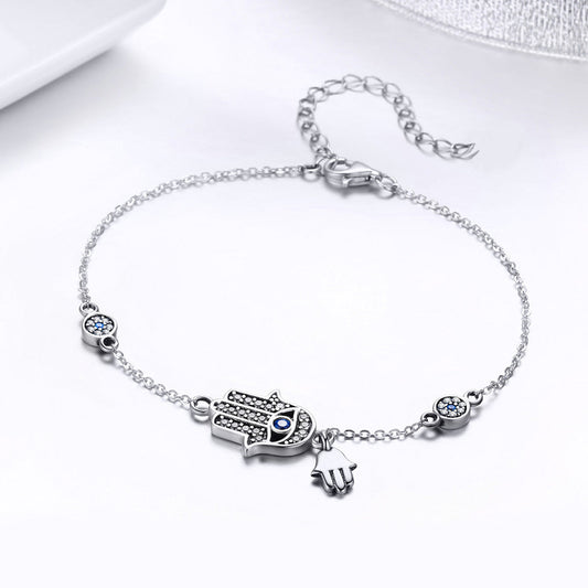 925 Sterling Silver Bracelet 21cm Long with 1.0*1.7cm Charms for Women