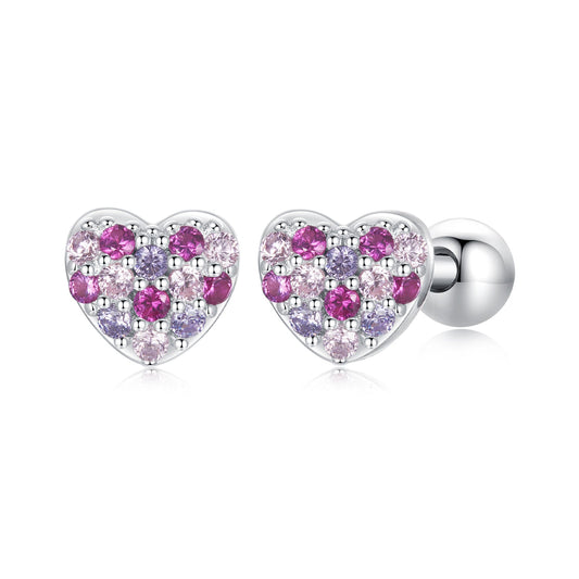 925 Sterling Silver Earrings with Pavé Setting CZ in White Gold for Women - view 2