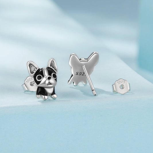 925 Sterling Silver Oxidized Enamel Earrings for Women