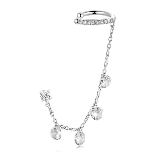925 Sterling Silver Earrings with Pave Setting CZ - White Gold Plated for Women - view 2