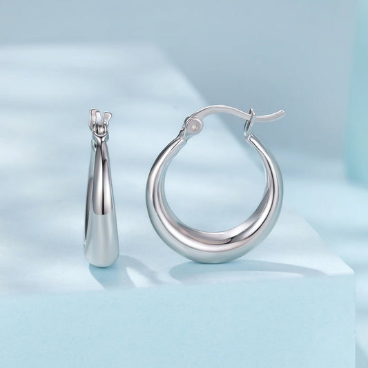925 Sterling Silver White Gold Plated Earrings 3.0*0.7cm for Women