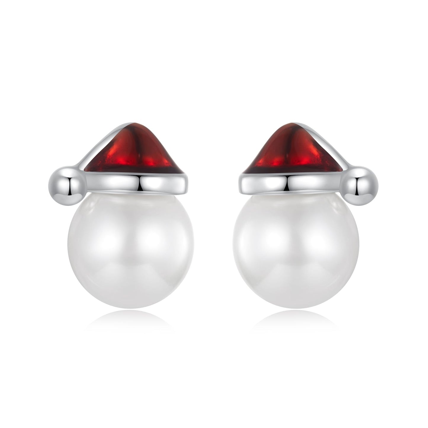 925 Sterling Silver White Gold Plated Enamel Earrings with Shell Pearl for Women
