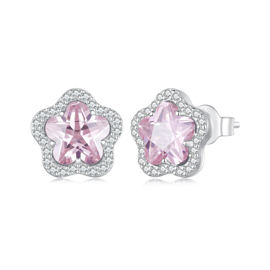 925 Sterling Silver Earrings with Pavé Setting CZ and Transparent Glass for Women - view 2