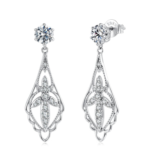 925 Sterling Silver 0.50 Carat Moissanite Earrings with White Gold Plating for Women