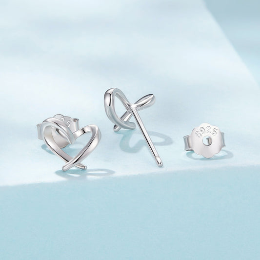 925 Sterling Silver White Gold Plated Earrings 0.7x0.8cm for Women