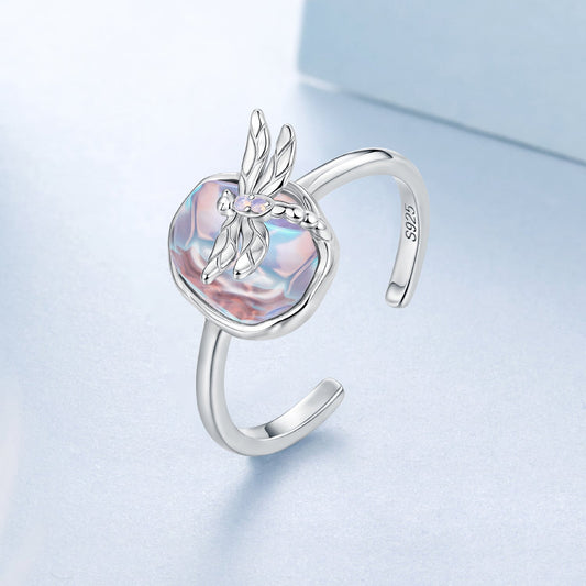925 Sterling Silver Ring with Nano Opal Stone, 0.15 cm Width for Women