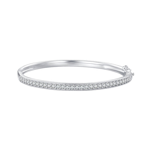 925 Silver & Platinum Pavé Setting CZ Bracelets, Size 17.0 mm for Women