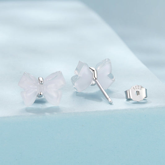 925 Sterling Silver Earrings for Women, 0.8*1.1cm, Plated White Gold