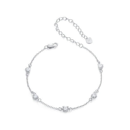 925 Sterling Silver Bracelet with Pavé Setting CZ and White Gold Plating