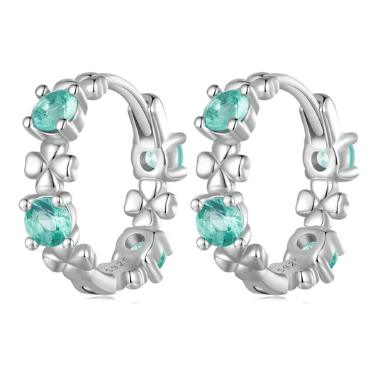 925 Sterling Silver Earrings with Transparent Glass in Size 14mm for Women - view 2