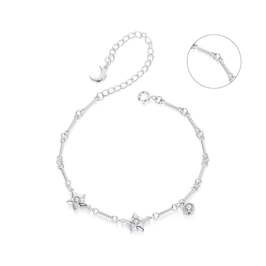 925 Sterling Silver White Gold Plated CZ Bracelet for Women