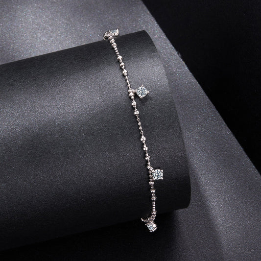 925 Sterling Silver & Moissanite Bracelet for Women - 15+6cm, Plated White Gold