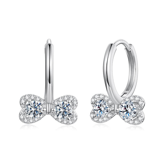 925 Sterling Silver Moissanite 0.20 Carat Earrings Plated White Gold for Women