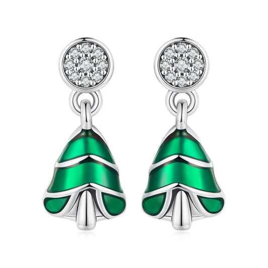 925 Sterling Silver Earrings with Enamel and Pavé Set CZ in Oxidized Silver - view 2