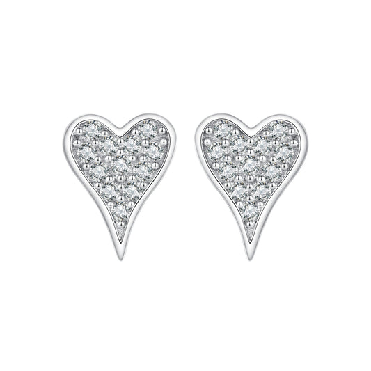 925 Sterling Silver White Gold Plated Pavé CZ Earrings