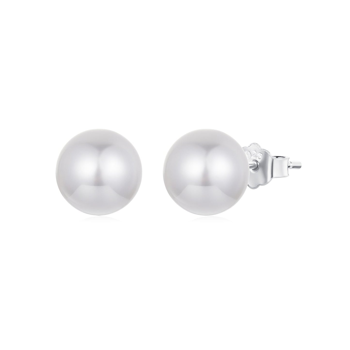 925 Sterling Silver Earrings with Quality Shell Pearl in White Gold Plating for Women