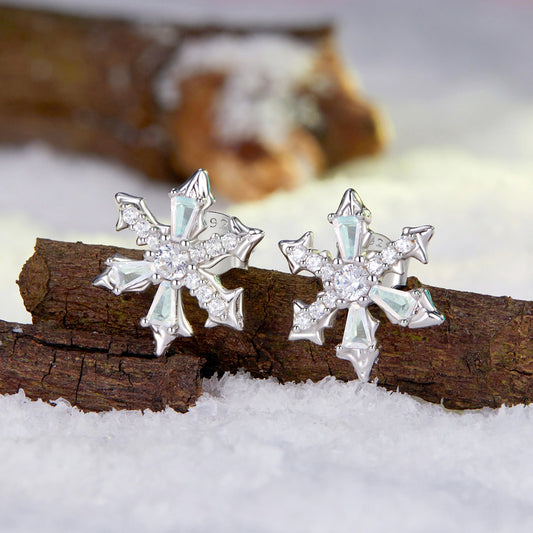 925 Sterling Silver Earrings with Plated White Gold and CZ - view 2