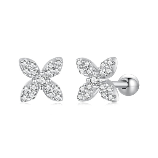 925 Sterling Silver Earrings with Pavé Setting CZ in Elegant Design - view 2