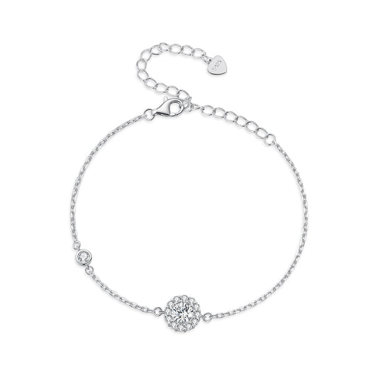 925 Sterling Silver Moissanite 0.5ct Bracelet with Pavé Setting for Women