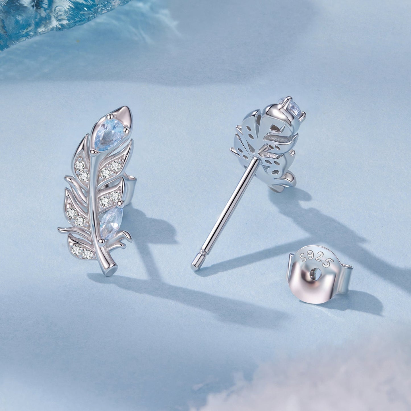 925 Sterling Silver Earrings with Pavé Setting CZ and White Gold Plating