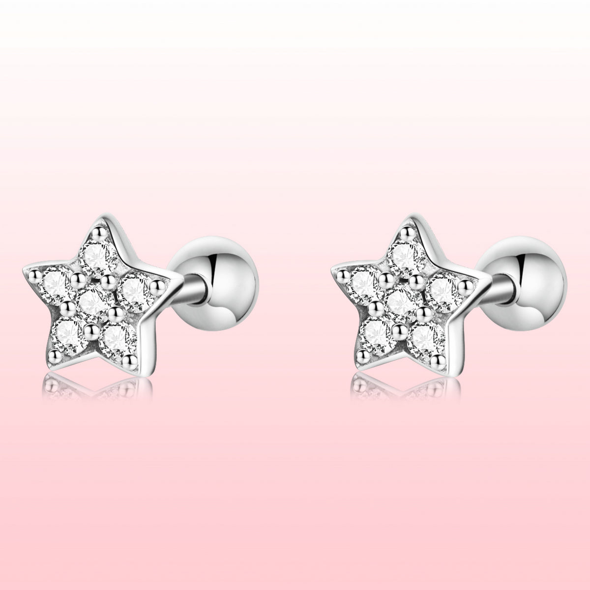 925 Sterling Silver Earrings with Pavé Setting CZ and Platinum Plating - 0.5cm for Women