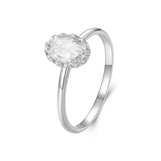 925 Sterling Silver 1.6mm Moissanite 1ct Ring in Size 6 for Women