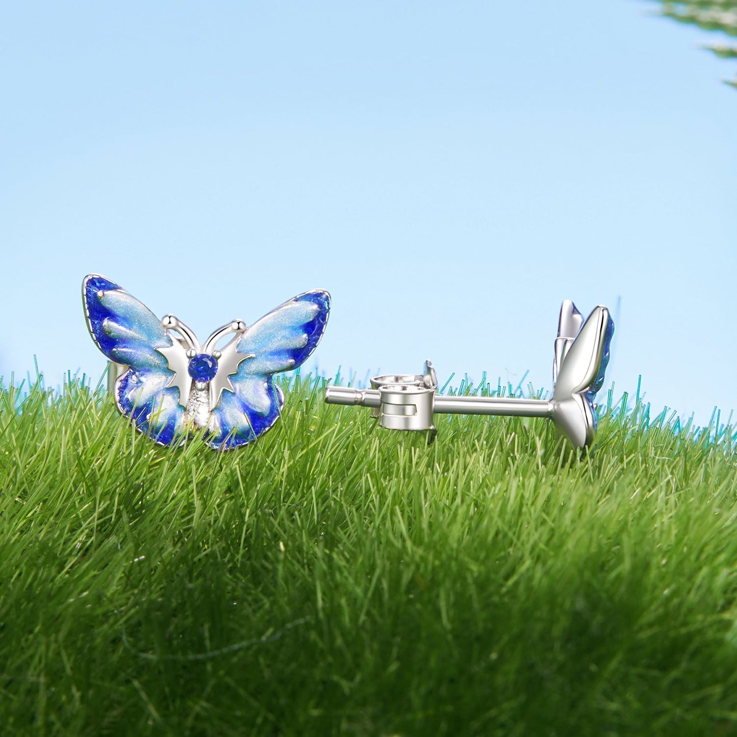925 Sterling Silver Enamel Pavé Cz Earrings for Women