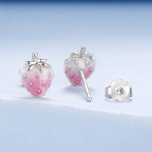 925 Sterling Silver White Gold Plated Enamel Earrings - view 2
