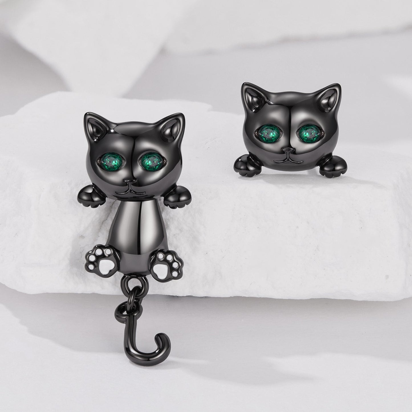 Brass & S925 Silver Earrings | 2.8*1.1cm | White Gold Plated with Pavé Setting CZ for Women